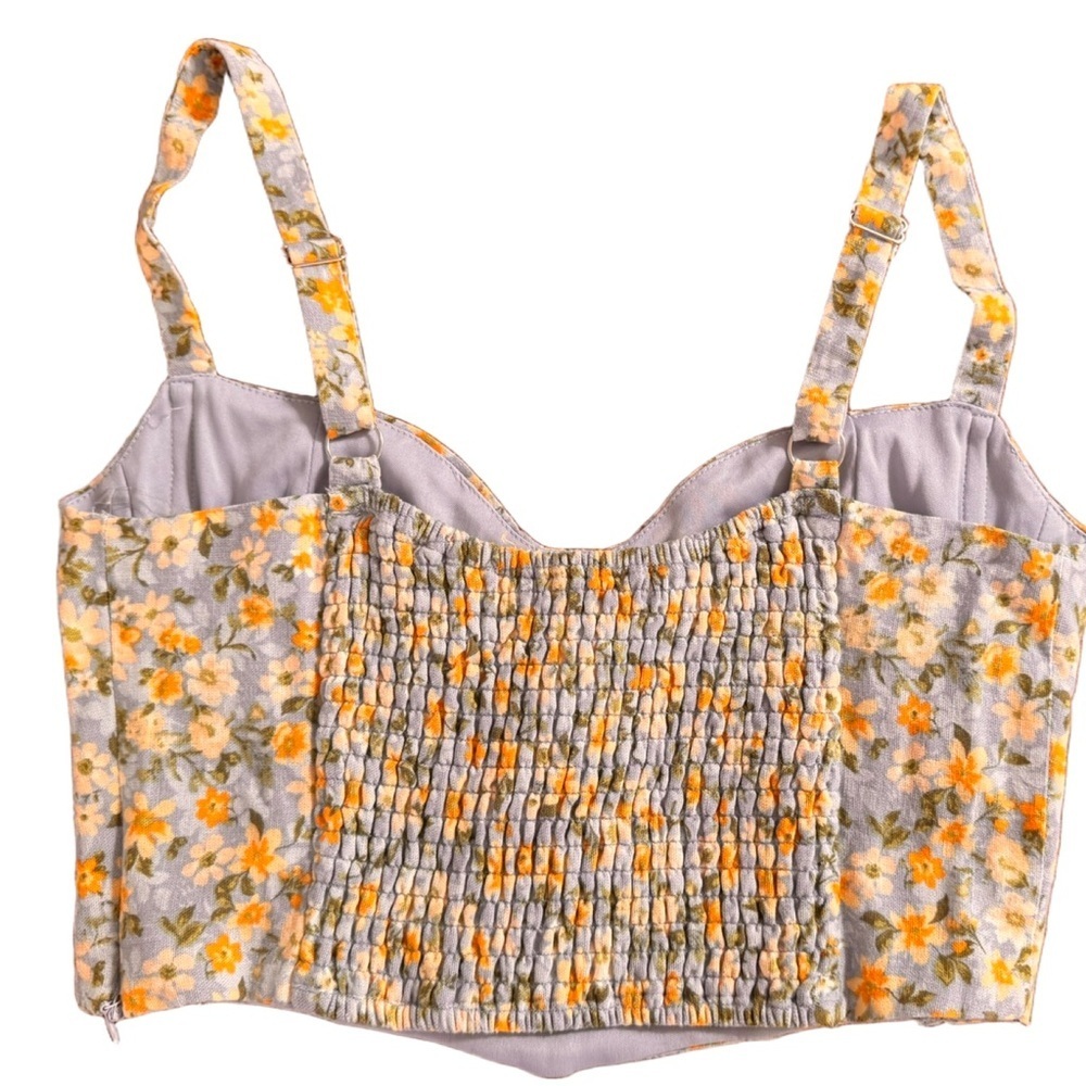 NWT Altar’d State Floral Crop Top in Blue, Yellow, and Orange - Picture 2 of 6
